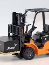 1:24 Alloy Forklift Model with Pallet and Pedal, Diecast Toy