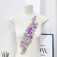 Heavy-Duty 3D Garment Accessory, Dress Box Decorative Beaded Rhinestone Lace Flower Fabric Patch