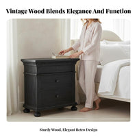 3-Drawer Nightstand French Country Design 3-Drawer Carved End Table for Students