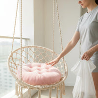 Soft Hanging Chair Cushion Thickened Round Tufted Cushion Breathable Moon Chair Replacement Pad for Bedroom