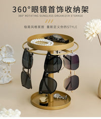 Disassemblable Rotating Eyeglass Display Stand with Storage - Gold, 5-Tier