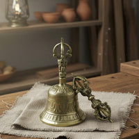Tibetan Vajra Bell Pure Copper Vajra Bell Handmade Religious Decor for Meditators, Stretching Practice Practitioners, Altar, Meditation, Temple