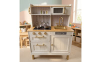 Wooden Play Kitchen Compact Pretend Play Kitchen Small for Kids, Young Children, Playroom, Nursery