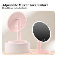 Collapsible Illuminated portable Built-in light-emitting diode Light Makeup Mirror for on-the-mobileers