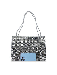 Vintage Silver Metallic Handwoven Beaded Tote Bag