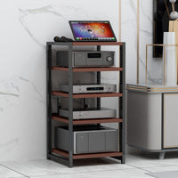 Audio Equipment Cabinet Heavy-duty Steel Frame Multi-tier Audio Equipment Rack Adjustable Shelves Home Theater Component Shelf Durable Wood Panel Suitable for Living Room Studio Entertainment Space