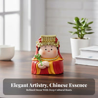 Deity of Prosperity Figurine Creative Gift Chinese God Ornament Good Luck Charm Cute Deity Statue for Home Stylists, Collectors, Living Room, Bedroom