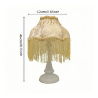 Table Lamp with Beads Pedestal Table Lamp with Fringe Classic Decorative for Bedroom, Vanity