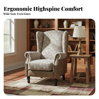 Patriotic Country Aesthetic Patchwork highposterior chair Chair Retro Look highposterior chair Chair High rear Armchair sturdy Wood Frame for Vintage look Lovers, Interior Designers, Living Room, perusing corner, Bedroom, Reception Area