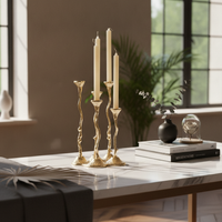 Candlestick Holder with Four Cups Tall Sculptural Candlestick Holder for Mantel