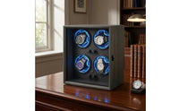 Vertical Watch Winder Cabinet Ebony-Grain Automatic Watch Winder Quiet Luxury for Office