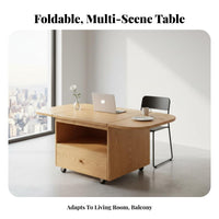 Foldable Design Expandable Rolling Storage Table Folding Living Room Furniture Space-Saving Multi-Functional for Small Apartment Dwellers, Homeowners, Families, Balcony, Bedroom, RV Camping, Office