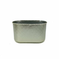 Modern Minimalist Rectangular Metal Flower Pot Luxury Feel Hammered Metal Planter Multi-Purpose Oblong Decorative Vase for Florists, Home Decorators, Living Room, Tabletop, Wedding, Office