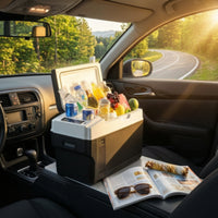 Dual-SystemCore Car Refrigerator 12V Portable Cooler Compact Refrigerator with Digital Control 24V for Campers, Travelers, Commuters, Camping, Road Trips, Rv