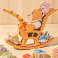 Wooden Fishing Stacking Toy Parent-Child Interaction Wooden Balance Stacking Toy Educational for Preschoolers