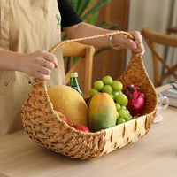 Woven Picnic Fruit Basket with Handle
