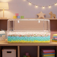Acrylic Hamster Cage Habitat Enclosure, Rectangular Single-Tier Indoor Beginner Starter Kit with 17cm Wheel, Transparent Viewing