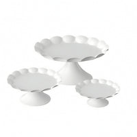 3 Pieces Pedestal Dessert Stand with Rim Matte Metal Cake Pedestal