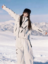 临典白色星芒滑雪服套装女2025新款防风加厚外套单板雪衣裤装备男