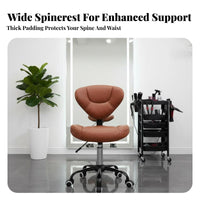 Adjustable Swivel Stool with Backrest Cushioned Seat for Salon Technicians