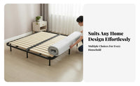 Foldable Design Slatted Bed Frame Sturdy Construction Mattress Support Heavy-Duty Bedroom Furniture Improves Ventilation for Homeowners, Renters, Adults, Guest Room, Apartment, Home