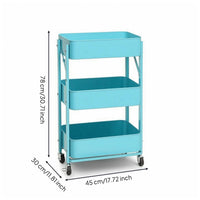 Rolling Cart with Mesh Baskets Space-Saving 3-Tier Rolling Cart Compact Portable for Students, Kitchen, Bedroom