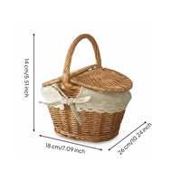 Wicker Outdoor Meal Basket with Lid Lidded Wicker Basket Farmhouse Design