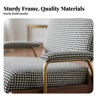 Houndstooth Armchair Nordic Design Upholstered Accent Armchair Modern Minimalist Sturdy Wood Frame for Adults, Homeowners