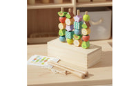 Wooden Threading Beads Fine Motor Skills Fruit Threading Toy  Sequencing Stacking Toy for Preschool