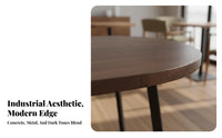 Comfortable Seat Industrial Design Cafe Set Sturdy Construction Round Wood Cafe Table Long-Lasting Leather Armchair and Table Set High-Density Foam for Business Owners, Interior Designers, Adults, Tea House, Dessert Shop, Eatery, Living Room