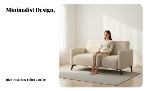 Comfortable Seating 2 Seater Textile Sofa Elegant Design Small Apartment Couch Sturdy Construction 2 Seater Sofa Deep Seat for Renters, Couples, Students, Bedroom, Reception Area, Closed Ice, Balcony