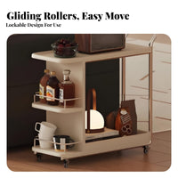 2-Tier Rolling Shelf Space-Saving Side Table Multi-Functional for Studio, Office