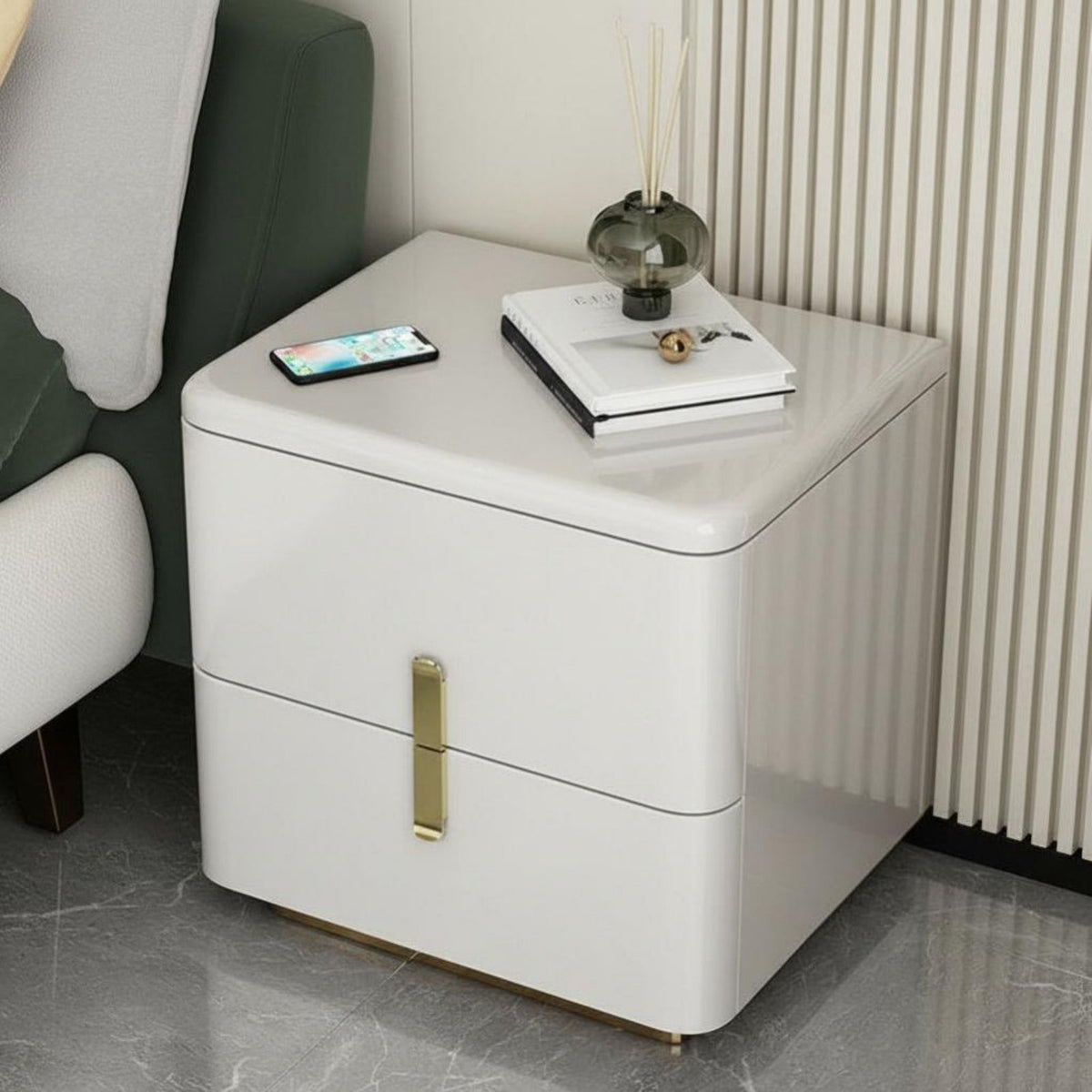 2-Drawer Bedside Table Modern Design Nightstand Stable long-lasting for Students