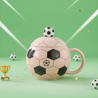 Football Shaped Cup with Lid 400ml Capacity Soccer Ball Mug Creative Design Soccer Football Mug for Kids, Desk Decoration, Office