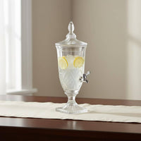 Glass Beverage Dispenser with Spigot Transparent Structure Large Capacity Water Dispenser Vintage Design Beverage Jar Easy To