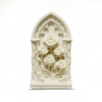 Cathedral Arch with Roses Gothic Plaque Ornamental for Desk, Dollhouse