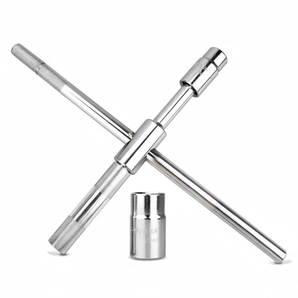Foldable Design Cross Lug Wrench High Rotational Force 4 Way Folding Lug Wrench Heavy Duty Steel for DIY Enthusiasts, Roadside Emergency