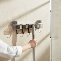 Wall Mounted Mop Holder Versatile Use Sweeper and Mop Organizer Waterproof