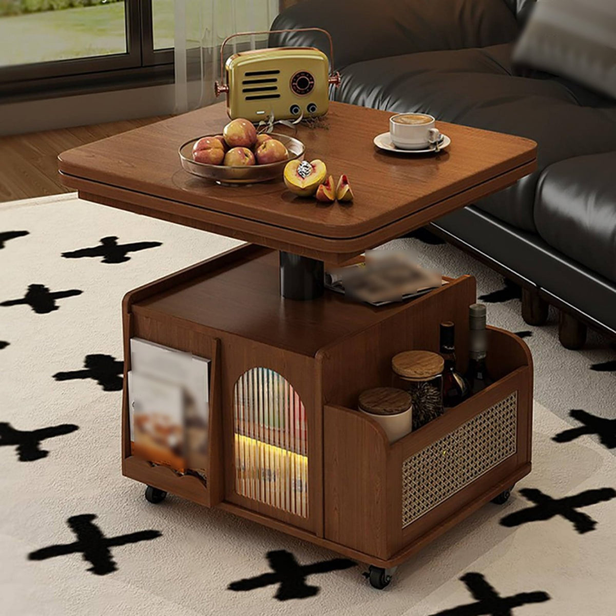 Lift-Raised Tabletop Table Multi-Functional Lift Raised Tabletop Table Multifunctional Design for Apartment Dwellers, Small Areas, Home Office
