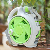 Tangle-Tangle-Resistant Hand-Carry Water Hose Reel 7 Spray Patterns Portable Hose Reel Set Gardening Tool for Patio