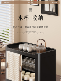 水杯置物架防尘杯柜高级感轻奢水吧台面杯子杯具茶杯放置架收纳架 【仿藤编双层杯架】中古绿✅加高层距