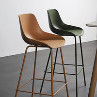 Modern Minimalist Plastic Bar Stool with Backrest and Metal Frame