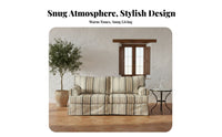 Striped 3-Seater Settee Mediterranean design 3-Seater Settee rustic Country Design Sofa for Families, Homeowners, Lounge Area, Den, holiday Home