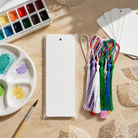 DIY Blank Bookmark Kit with Tassels for Students, Paper Craft for Hand-Painted Word Cards