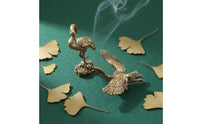 Gilded Crane Figurine Engraved Feathers Gilded Bird Figurine Metal Table Ornament