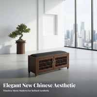 Upholstered Shoe Changing Stool New Chinese design Entryway Bench High Load Capacity Easy to Clean for Adults, Foyer, Bedroom