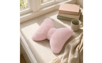 Bow Pillow Fuzzy Bow Cushion Pink for Bed