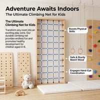 Indoor Climbing Wall System, Wooden Home Climbing Wall for Kids 4-6 Years, Playroom Climbing Wall with Holds, 5-Piece Indoor Playset for Grip Strength