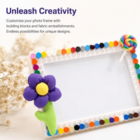 DIY Picture Frame Kit, Personalised Photo Frame Craft for Kids, 7 inch Desktop Photo Frame, White with Multicolored Accents