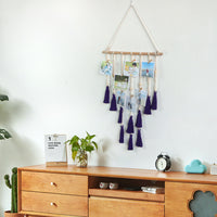 Woven Cotton Rope Wooden Stick Photo Clip Hanging Wall Tapestry